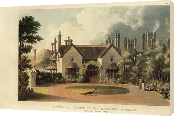 Front entrance to his majestys cottage, Windsor Great Park, 1823 (engraving)