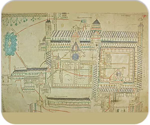 Plan of Canterbury Cathedral from the Eadwine Psalter, c. 1150 (vellum)