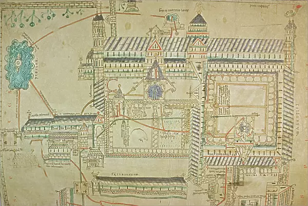 Plan of Canterbury Cathedral from the Eadwine Psalter, c. 1150 (vellum)