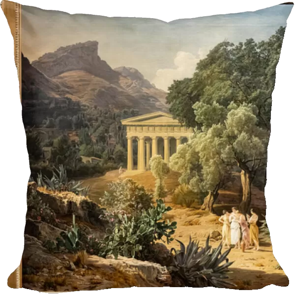 A Doric Tmeple with Castelmola and Taormina in the background, 1849 (oil on canvas)