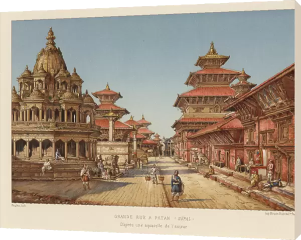 Patan Durbar Square, Lalitpur, Nepal (chromolitho)