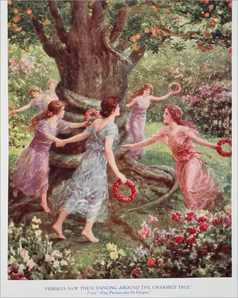 Perseus saw them dancing around the charmed tree (colour litho)