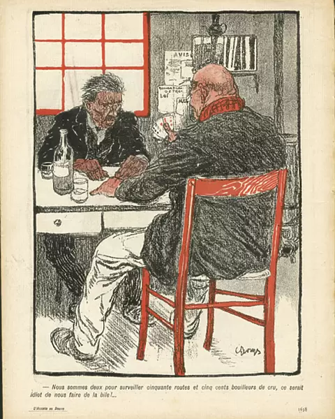 L Assiette au Beurre, number 98, Satirique en couleurs, 1903_2_14: Alcoholic alcohol, Card game, Distiller - Boilers de cru (lithograph)