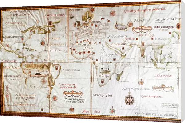 Planisphere showing the different climatic zones (manuscript, 16th century)