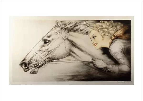 Thoroughbreds, 1938 (colour etching and drypoint)