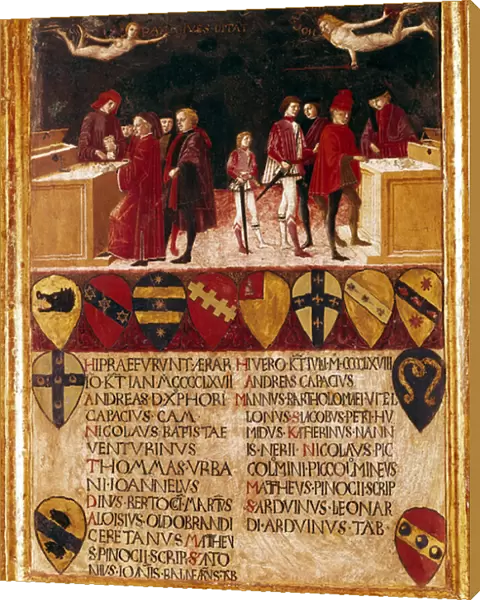 Allegory of state finances in time of war and in time of peace, 15th century (Wood painting)