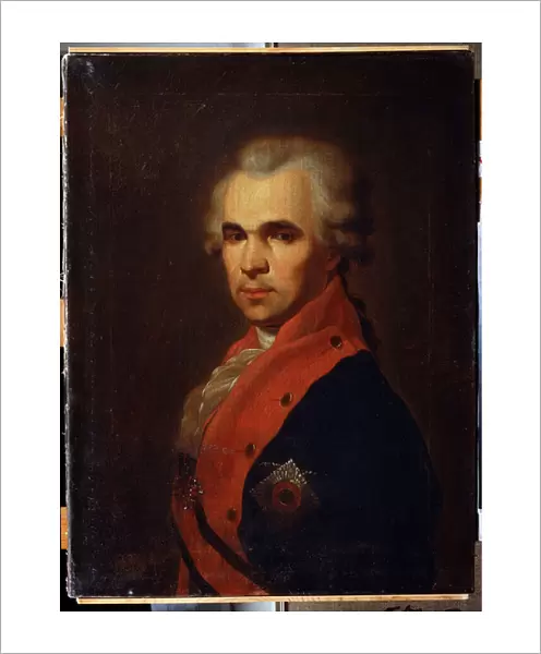 Portrait du secretaire d Etat Vasily Popov (Portrait of the secretary of state Vasily Popov). Peinture de Petro Semyonovich Drozhdin (1745-1805). Huile sur toile, 66 x 48 cm, 1793, art russe, portrait 18eme siecle