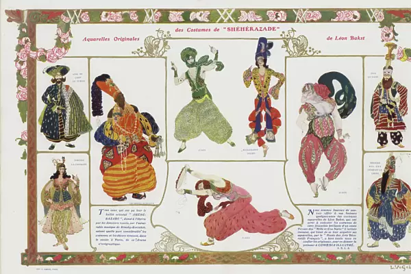 Costume design for a Ballets Russes production of Scheherazade (colour litho)