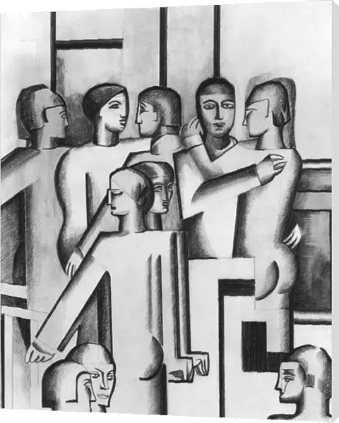 Purist composition, 1926 (charcoal, w  /  c and indian ink on paper) (b  /  w photo)