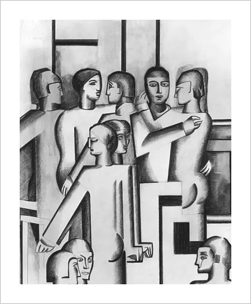 Purist composition, 1926 (charcoal, w  /  c and indian ink on paper) (b  /  w photo)