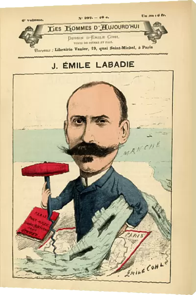 Cover of Les Hommes d aujourd hui, number 297, illustration by Emile Courtet dit Cohl (1857-1938): England Great Britain, Paris, Manche (sea) - Labadie J. Emile (1851-20th century)