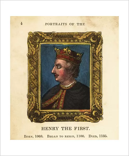 Portrait of King Henry the First, Henry I of England, born 1068, began reign 1100 and died 1135