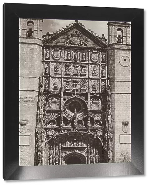 Spain: Valladolid, Facade of St Pablo, plateresque style (b  /  w photo)