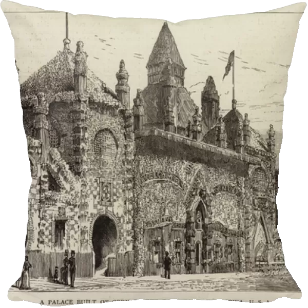 A Palace built of Corn in the Ear, Sioux City, Iowa, USA (engraving)