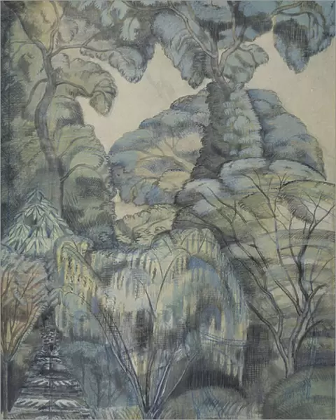 Trees in Bird Garden, Iver Heath, 1913 (w  /  c & pencil on paper)