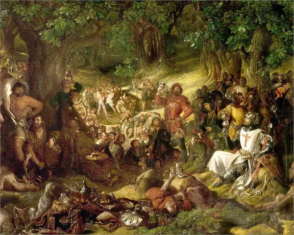 Robin Hood and His Merry Men Entertaining Richard the Lionheart in Sherwood Forest, 1839 (oil on canvas)