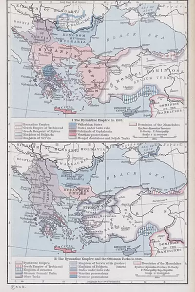 The Byzantine Empire, 1265-1355 (colour litho)
