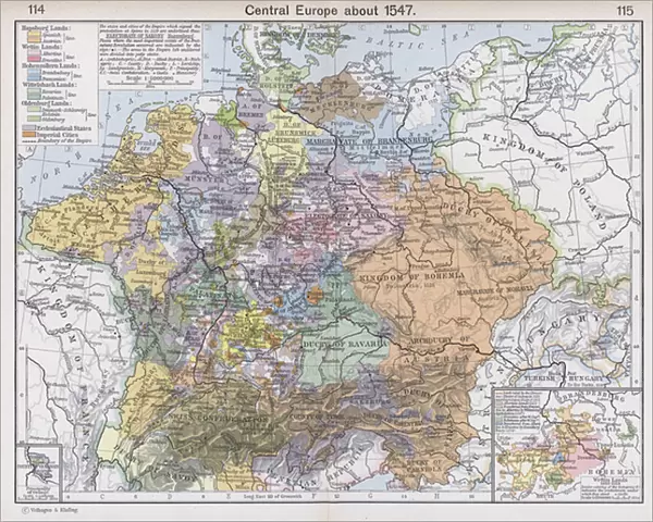 Central Europe about 1547 (colour litho)