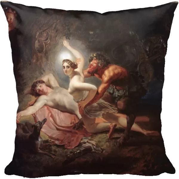 Diane, Endymion et un satyre (Diana, Endymion and Satyr) - Peinture de Karl Pavlovich Briullov (Brioullov) (1799-1852), huile sur carton, 1849, art russe, romantisme - State Art Gallery, perm (Russie)