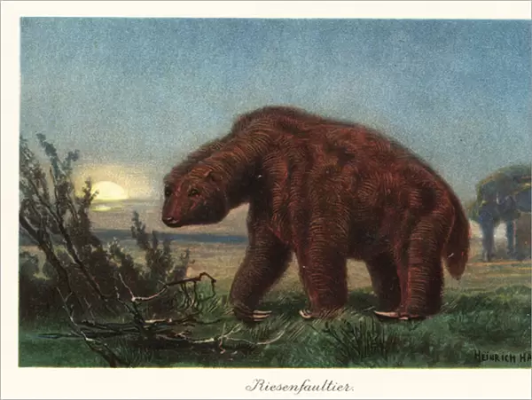 Megatherium americanum in the moonlight. 1908 (illustration)