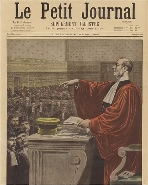 The requisitoire against the writer Emile Zola, (Dreyfus Affair), 6 March 1898 (lithograph)