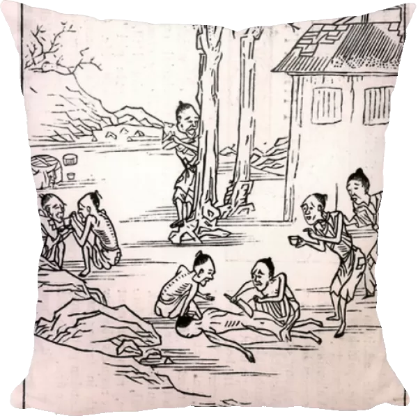 Cannibalism in China, from a Chinese drawing, 1870 (engraving) (b  /  w photo)