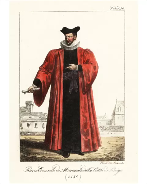 Costume of the Merchant Provost of Paris, 1586. 1825 (lithograph)