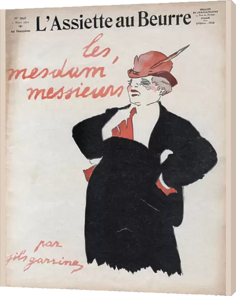 Androgynous Woman, Cover of French Satirical Magazine L Assiette au Beurre, 2nd March 1912 (colour litho)