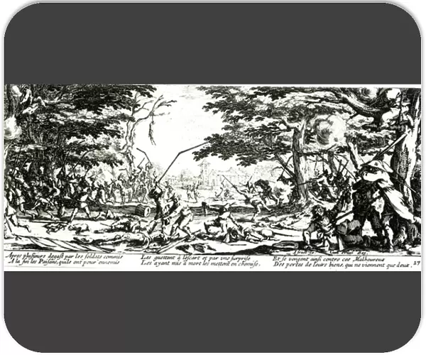 The Peasants Revenge, plate 17 from The Miseries and Misfortunes of War, engraved by Israel Henriet (c. 1590-1661) 1633 (engraving) (b  /  w photo)