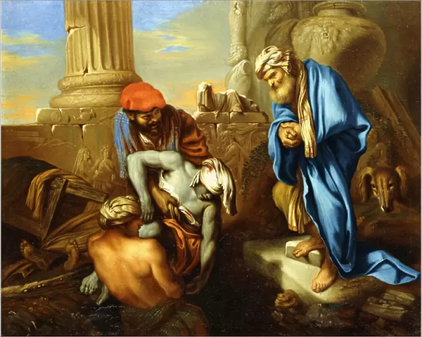 Tobit Burying the Dead in Defiance of the Orders of Sennacherib, (oil on canvas)