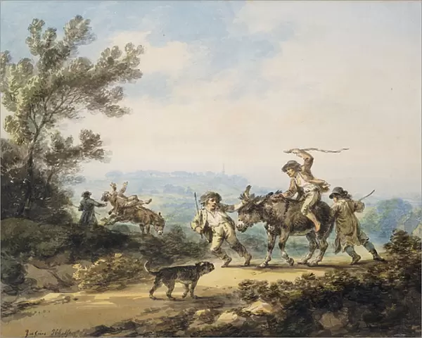 The Recalcitrant Donkey, 1798 (pen and grey ink and watercolour)
