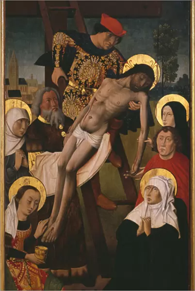 Passion Triptych, the Descent from the Cross, right panel (oil on panel) (see also 345855, 345856, 345857)