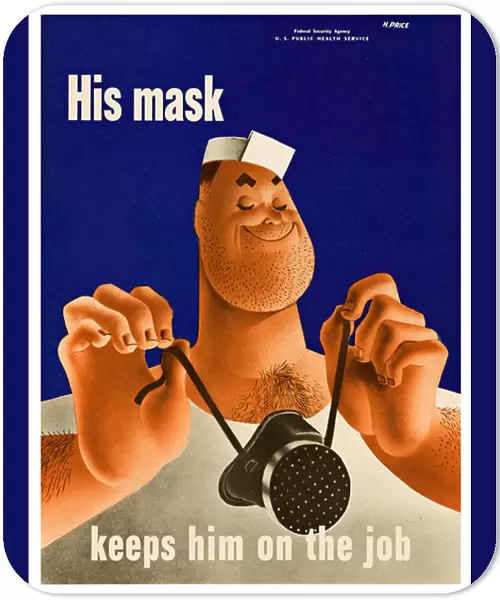 His mask keeps him on the job. c. 1944