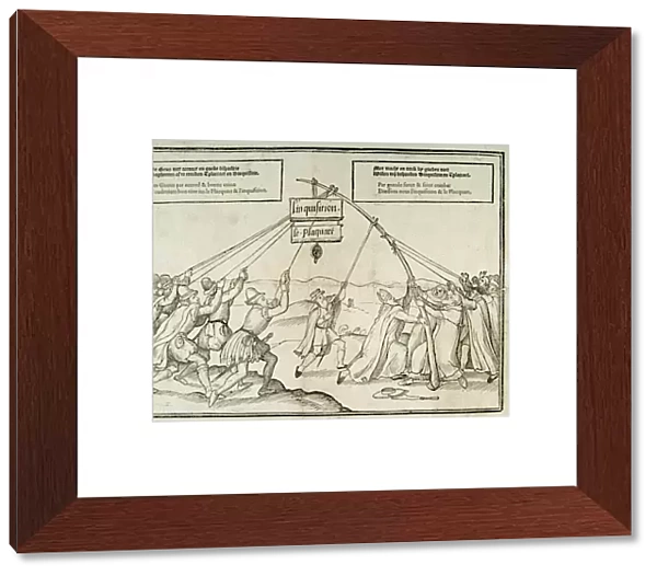 Satirical illustration of the Spanish Inquisition (engraving)
