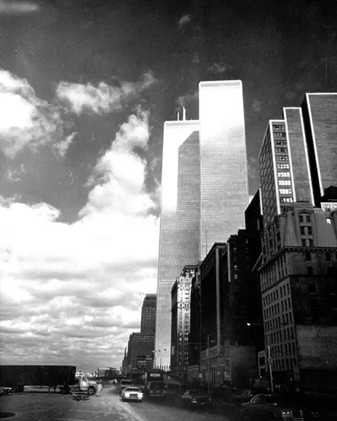Twin Towers, World Trade Center, New York (b  /  w photo)