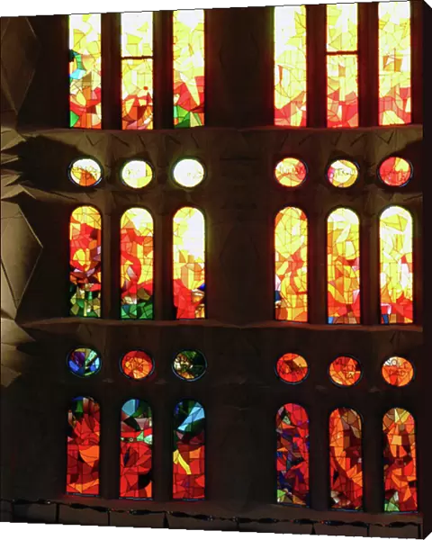 The stained glass windows, Sagrada Familia, Barcelona, Spain (photo)