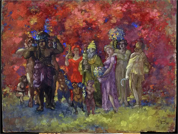 Automne. Allegorie (Autumn. Allegory). Peinture d'Anatoli Afanasyevich Arapov (1876-1949). Huile sur toile, 75 x 99 cm, 1912. Art russe, symbolisme. State Art Museum Nizhny Novgorod (Russie)