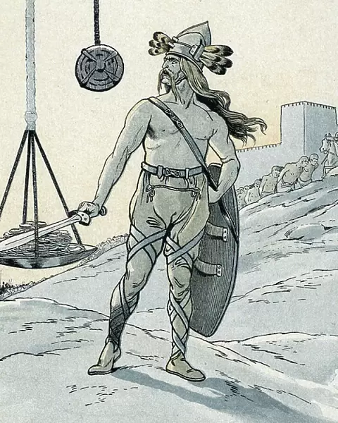 Plunder of Rome by the Gauls under Brennus (390 BC): 'Woe to the defeated!', 1896 (illustration)