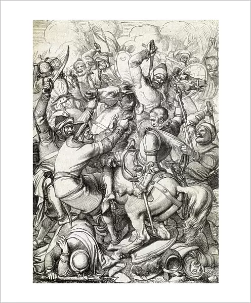 King Sebastian I of Portugal (1554-1578) captured in the Battle of Alcacer-Quibir (Ksar el-Kebir or Battle of the Three Kings) on 4 / 08 / 1578 in Morocco (King Sebastian I of Portugal capture at The Battle of Ksar El Kebir)