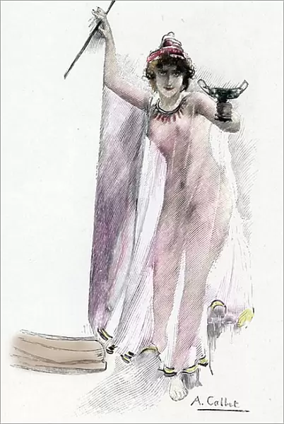 Odyssee d'Homere: 'Circe la magicienne' (The witch Circe) Illustration by Antoine Calbet (1860-1944) for 'L'odyssee' by the Greek poet Homere (Odyssey by Homer) 1897 Private collection