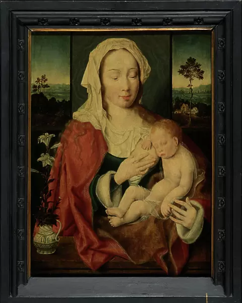 Holy Virgin with Sleeping Baby Jesus (oil on panel)