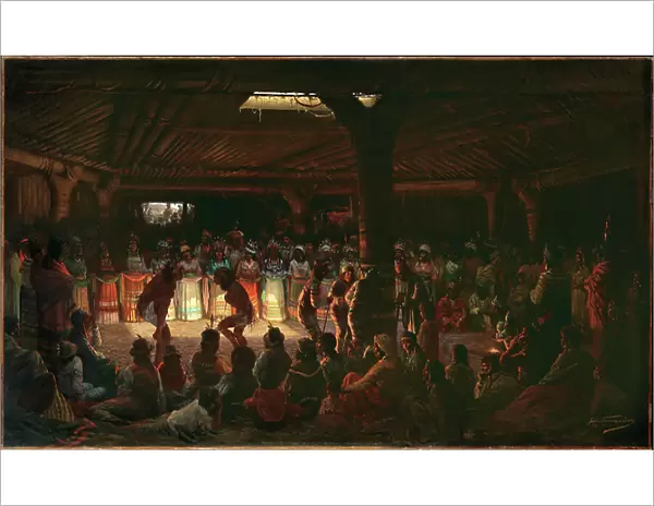 Dance in a Subterranean Roundhouse at Clear Lake, California, 1878 (oil on canvas)