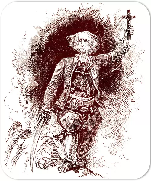 A Chouan priest. Royalist insurrection in Brittany. End of the 19th century (Engraving)