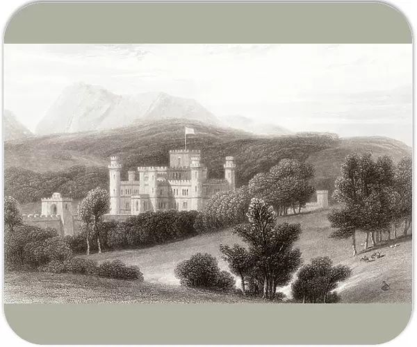 19th century view of Eastnor Castle, near Ledbury, Herefordshire, England. From Churton's Portrait and Lanscape Gallery, published 1836