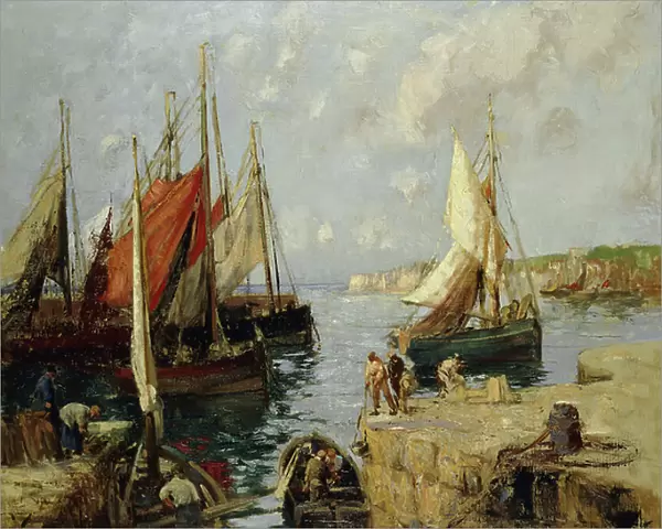 Mussel Boats, Honfleur, (oil on canvas)