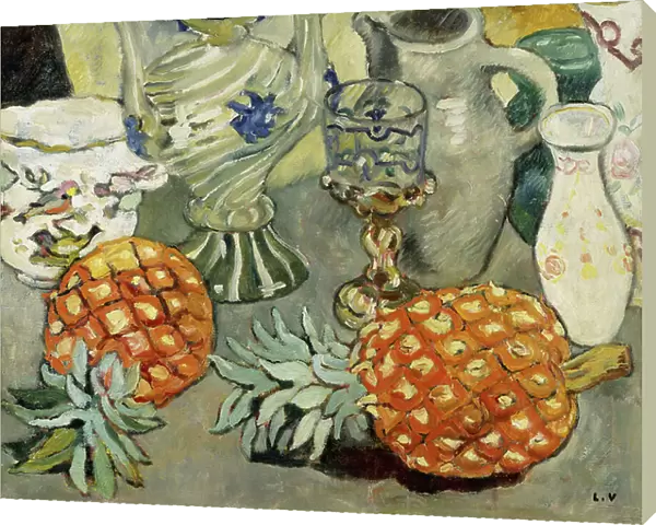 Still Life with Pineapples; Nature Morte a l'Ananas, (oil on canvas)