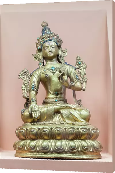 Tara of the seven eyes, Tibet (bronze, cold gold, paint, turquoise)