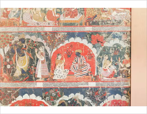 The divine play of lord Krishna, Nepal (watercolors on cotton cloth)