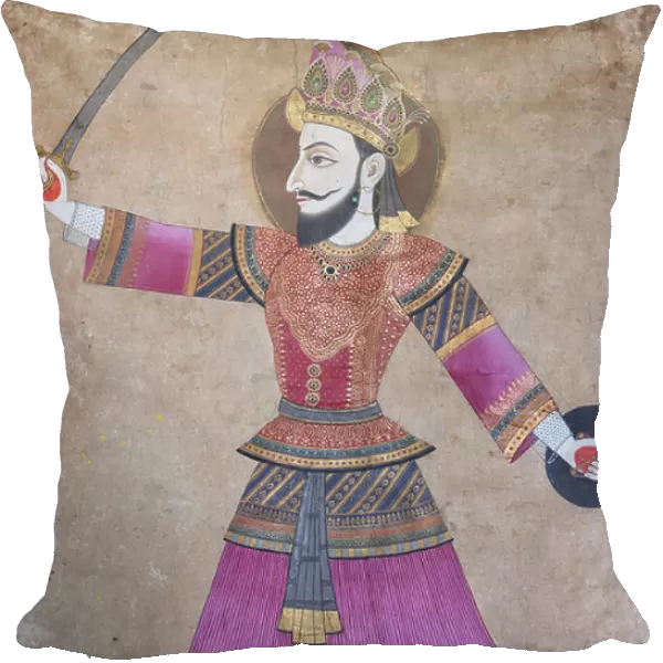 Portrait of a Malla king in warrior posture