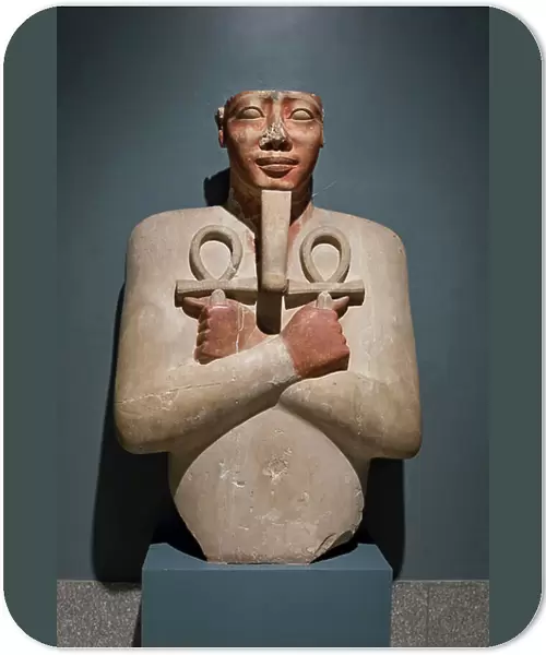 Pillar of Sesotris I depicted as Osiris, 1971-1926 BC, from Karnak (limestone)